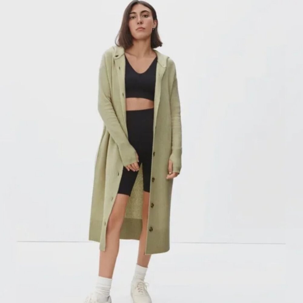 Everlane The Cozy Stretch Duster Cardigan in Sage Green